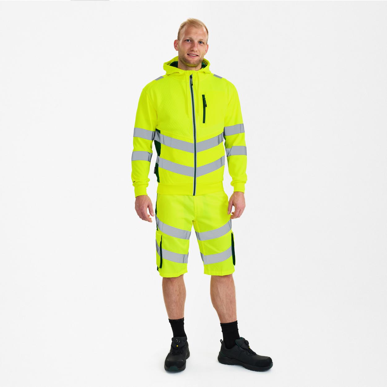 ENGEL Safety Sweatcardigan in Gelb/Grün, Größe XS