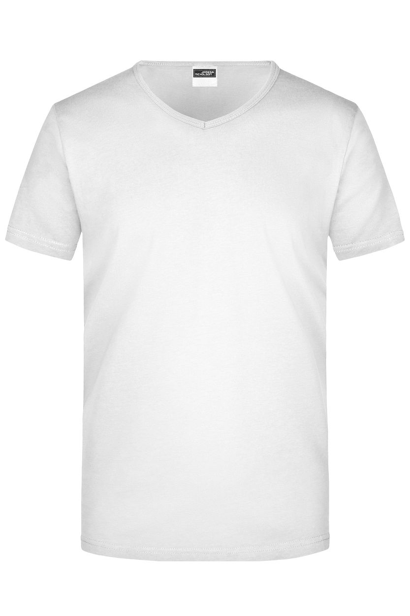 Men's Slim Fit V-T "JN912" in White, Größe 2XL - Daiber