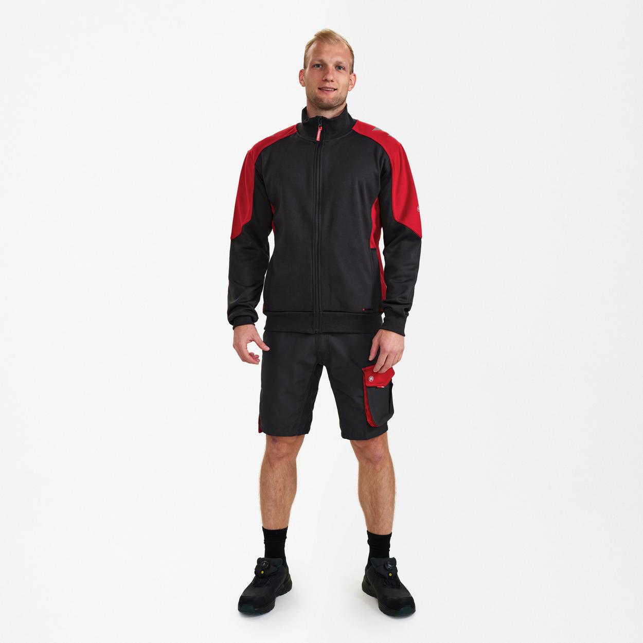 ENGEL Galaxy Sweatcardigan mit Kragen in Anthrazit Grau/Tomato Red, Größe XS