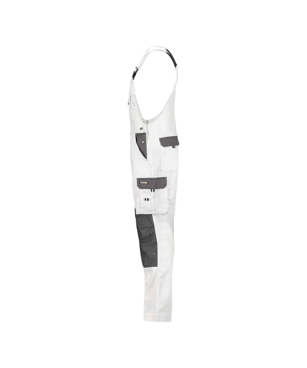 Zweifarbige Arbeitslatzhose mit Kniepolstertaschen "DASSY® Versailles" in WEIß/ZEMENTGRAU, Größe 58 - langer Schritt PESCO61