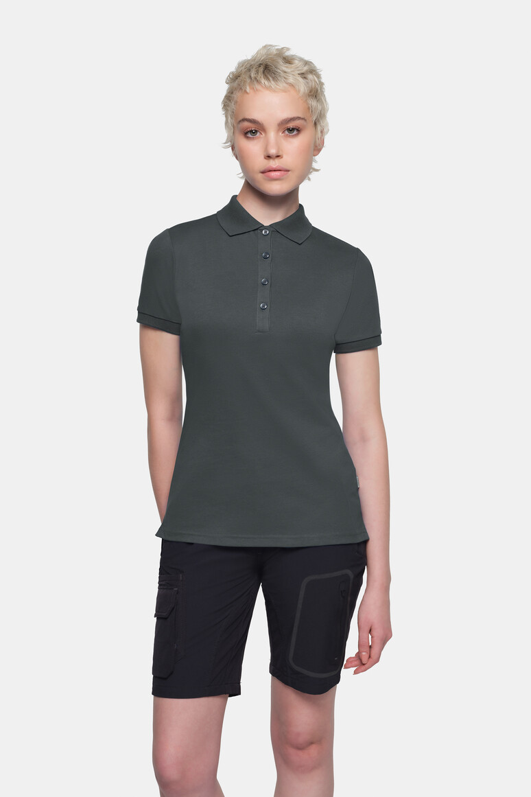HAKRO 214 COTTON TEC® Damen Poloshirt in Anthrazit, Größe 3XL