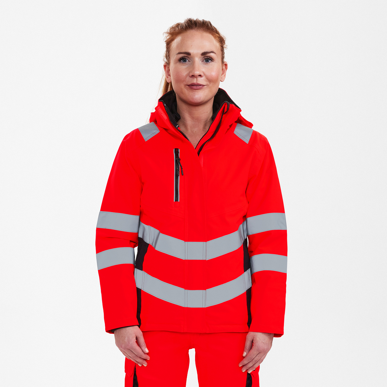 ENGEL Safety Damen Winterjacke in Rot/Schwarz, Größe XS