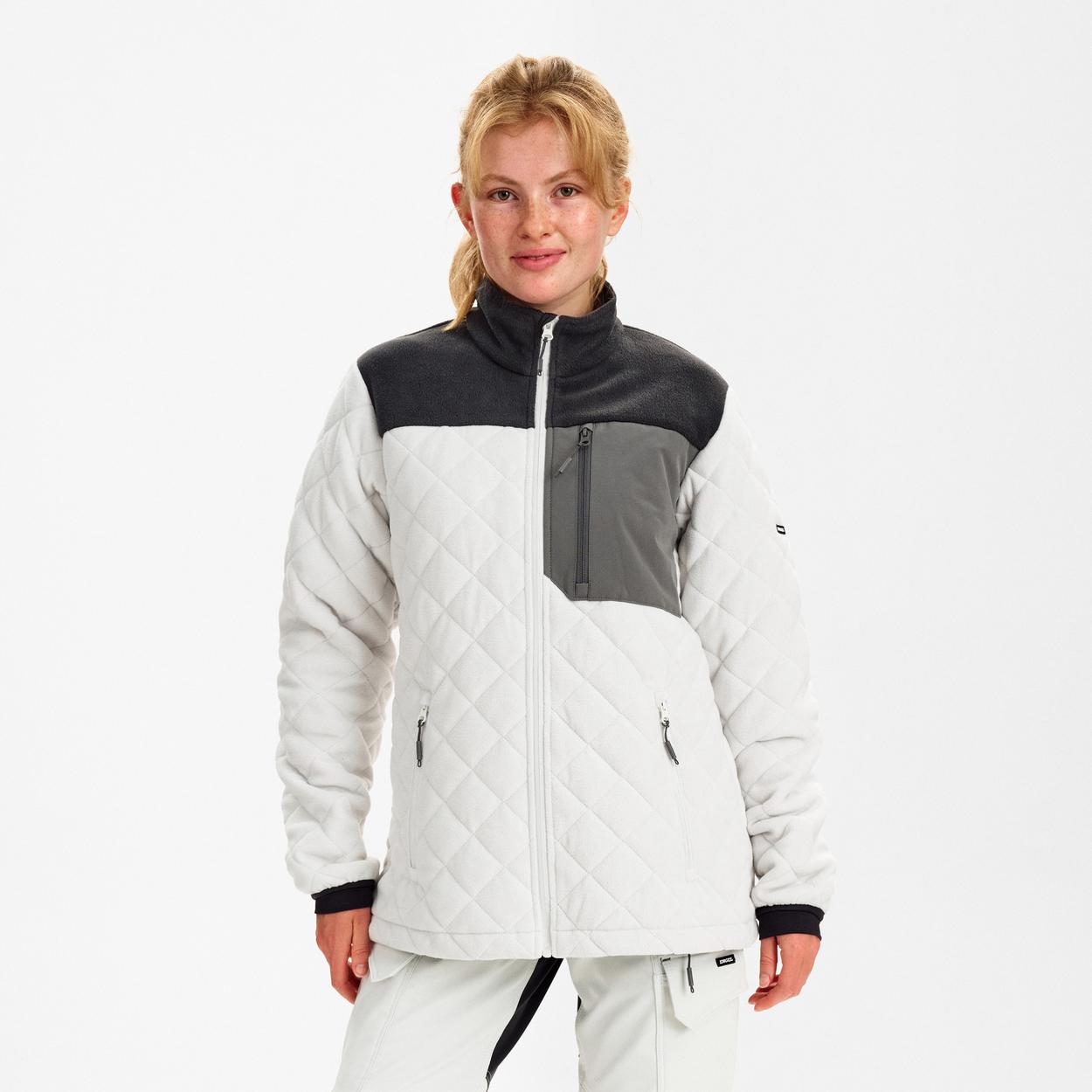 ENGEL Entire Damen Gestepptes-Fleecejacke in Bone White / Anthracite Grey, Größe XS
