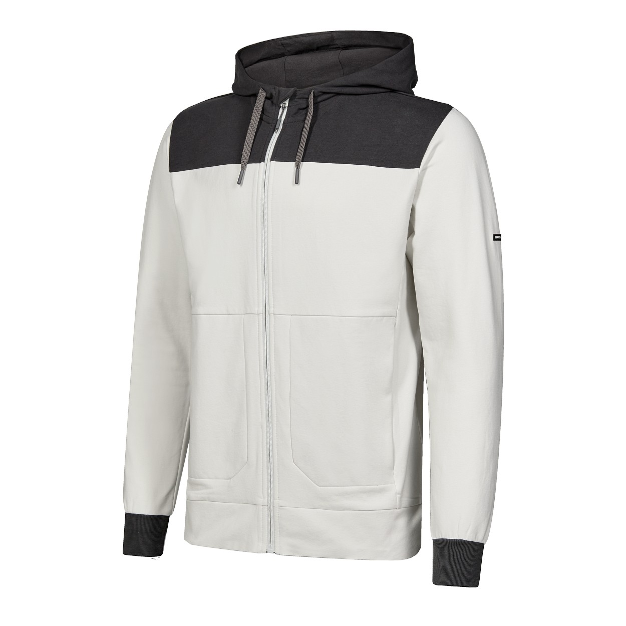 ENGEL Entire sweatcardigan mit kapuze in Bone White / Anthracite Grey, Größe 4XL