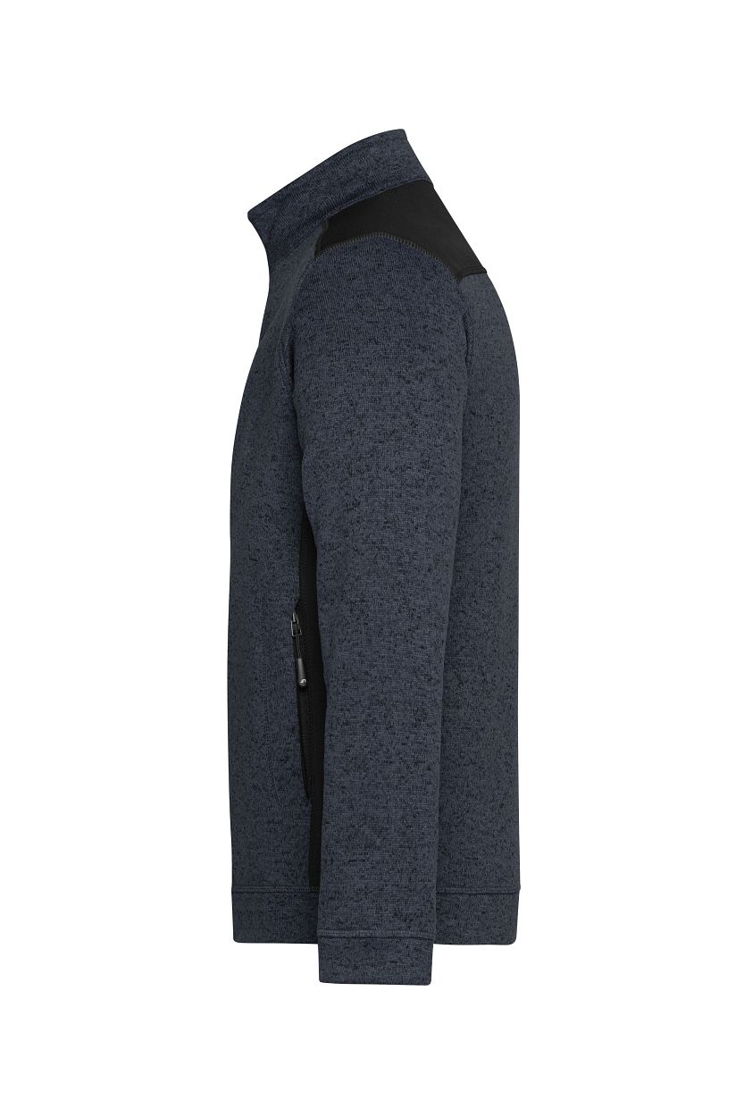 Men's Knitted Workwear Fleece Jacket - STRONG - "JN862" in Carbon-Melange/Black, Größe 6XL - Daiber