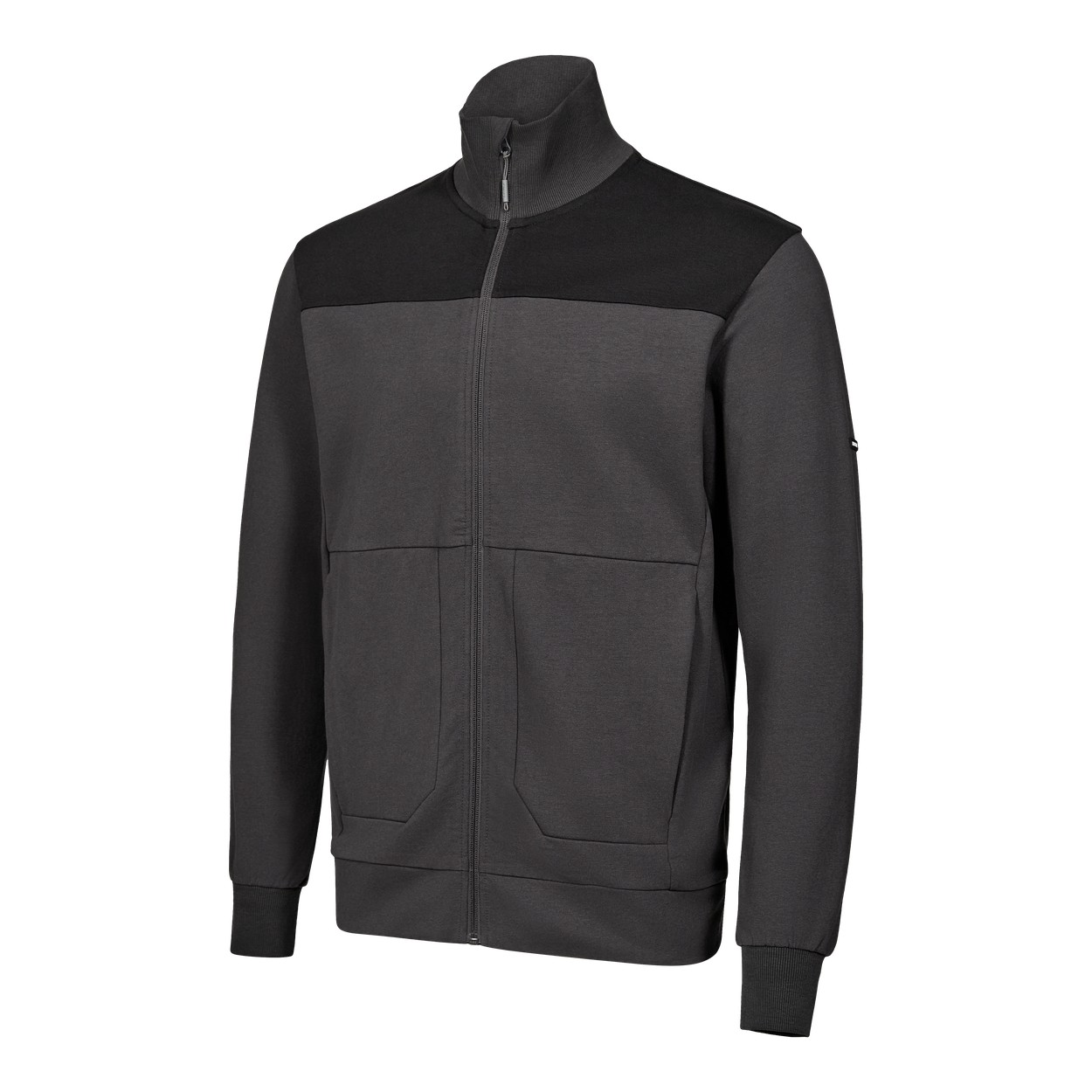 ENGEL Entire Sweatcardigan mit Kragen in Anthrazitgrau/Schwarz, Größe XS