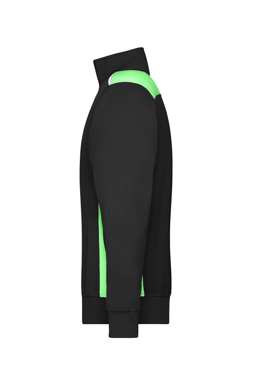 Workwear Half-Zip Sweat - COLOR - "JN868" in Black/Lime-Green, Größe 6XL - Daiber