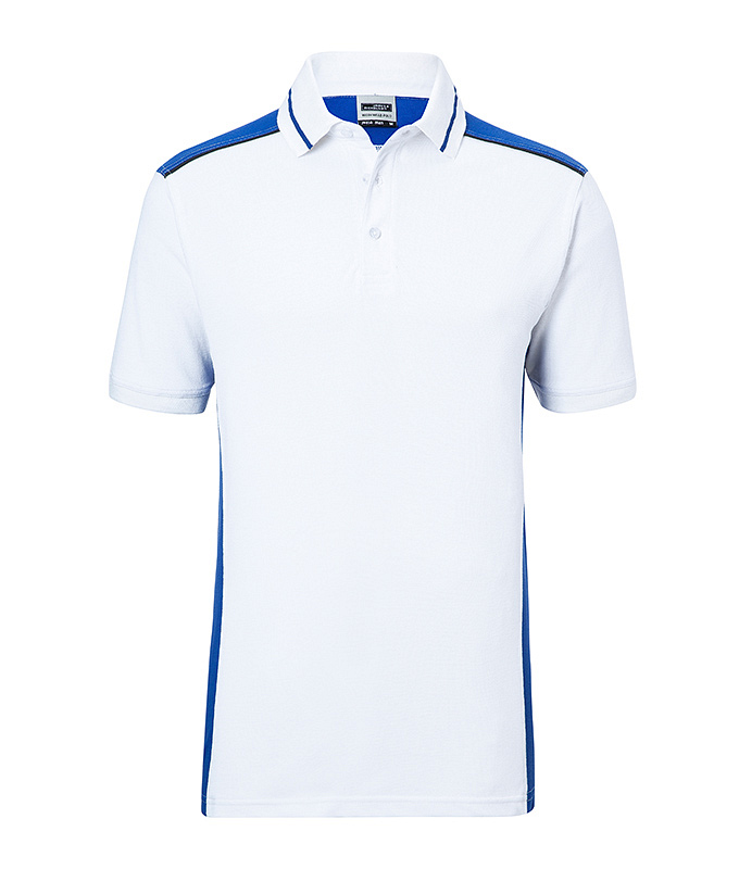 Men's Workwear Polo - COLOR - "JN858" in White/Royal, Größe 6XL - Daiber