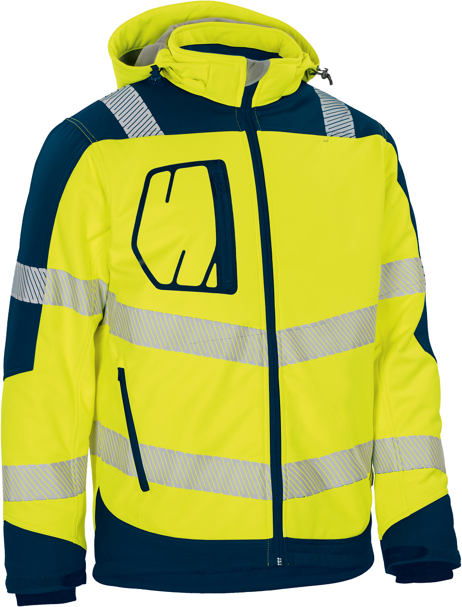 Winter-Kontrast-Softshelljacke leuchtgelb-marine in Gr. XXL von Vizwell