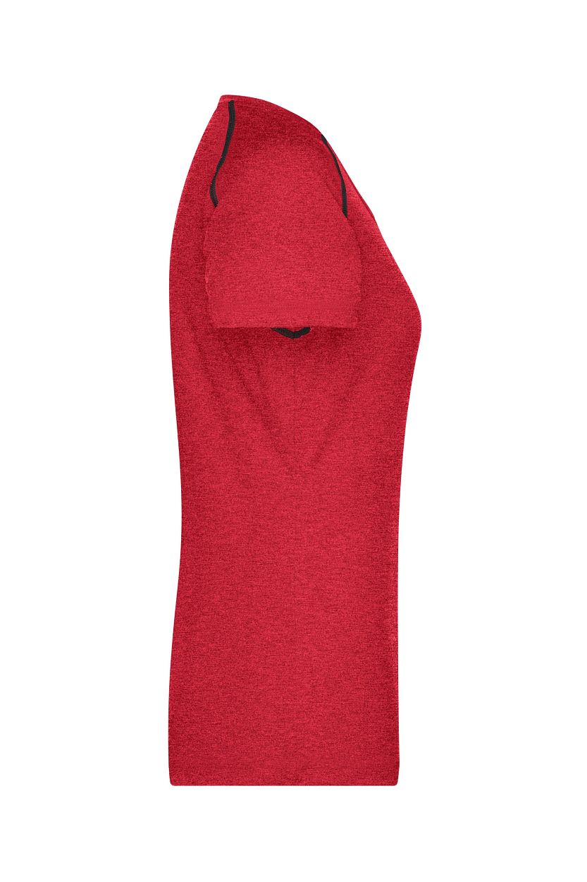 Ladies' Sports T-Shirt "JN495" in Red-Melange/Titan, Größe 2XL - Daiber