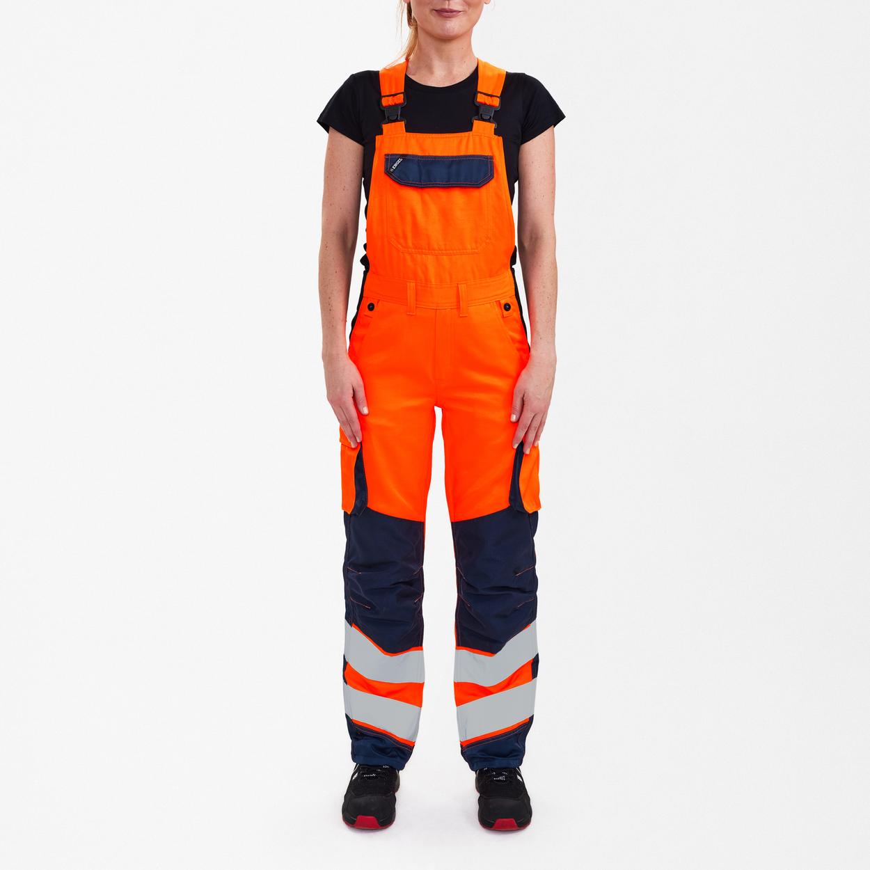 ENGEL Safety Light Damen Latzhose in Orange/Blue ink, Größe 48