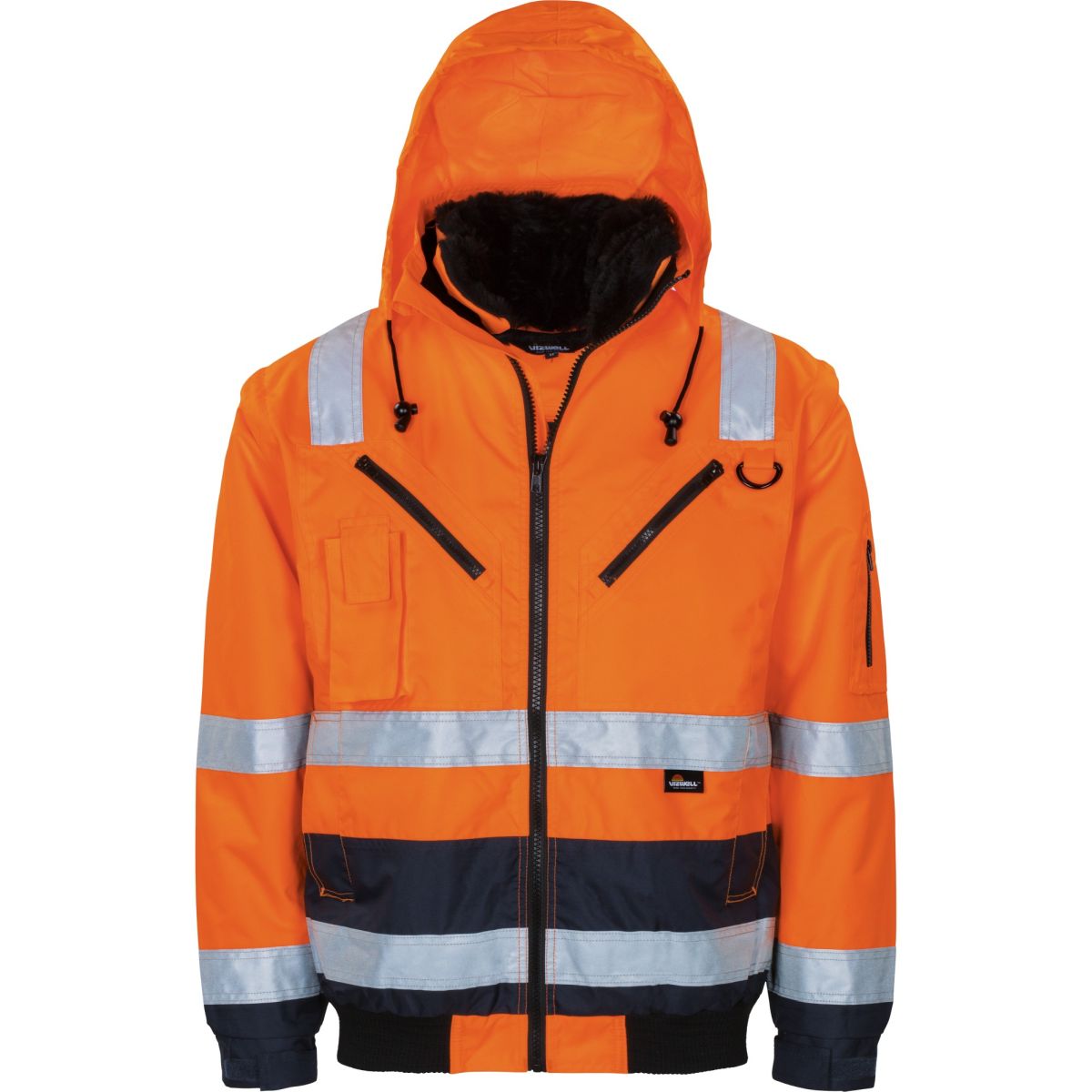 Warnschutz-Pilotenjacke 4 in 1 leuchtorange-marine von Vizwell