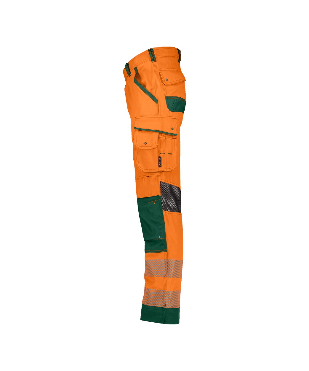 Sommer Warnschutzhose mit Kniepolstertaschen "DASSY® Odessa" in NEONORANGE/FLASCHENGRÜN, Größe 58 - langer Schritt PESCO70