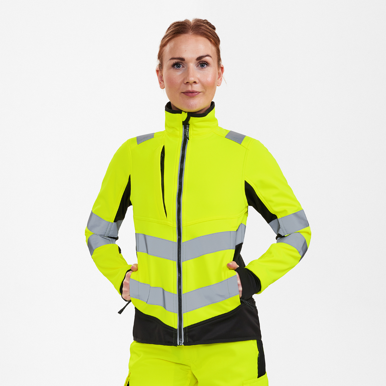 ENGEL Safety Damen Softshelljacke in Gelb/Schwarz, Größe XS