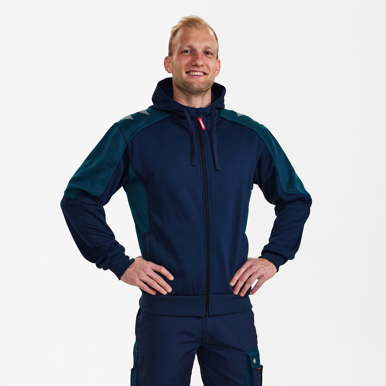 ENGEL Galaxy Sweatcardigan mit Kapuze in Blue Ink/Dark Petrol, Größe XS