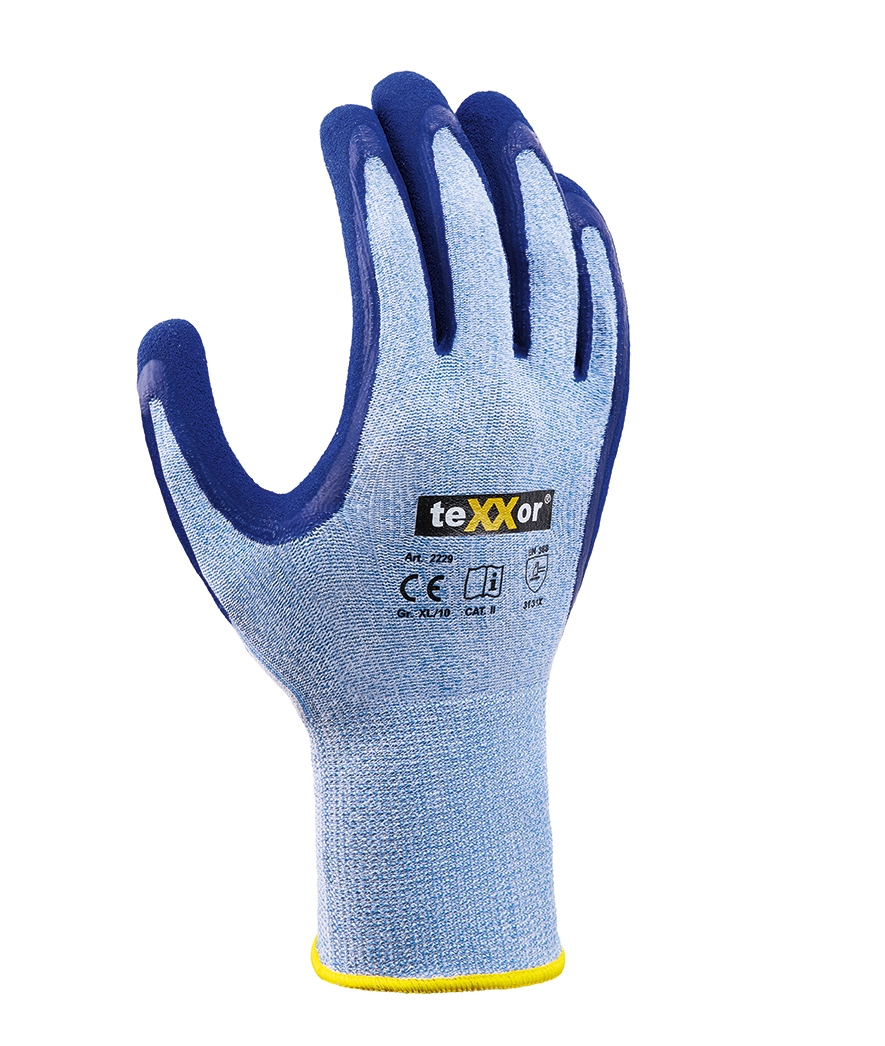 teXXor® Polyester-Strickhandschuhe LATEX in Blau, Größe 7