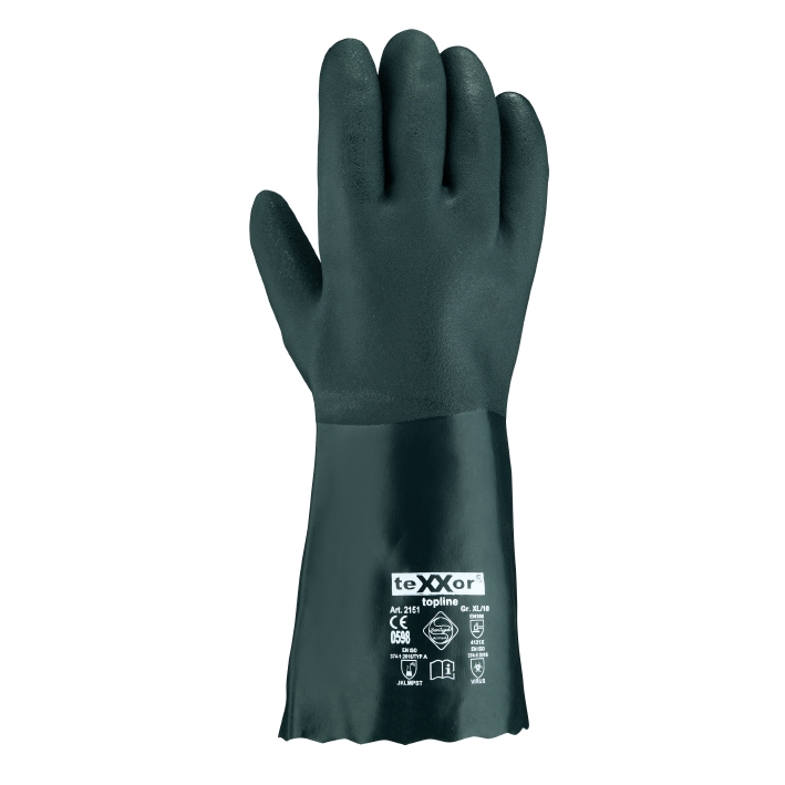 teXXor® topline Chemikalienschutz-Handschuhe PVC GRÜN in Grün, Größe 10