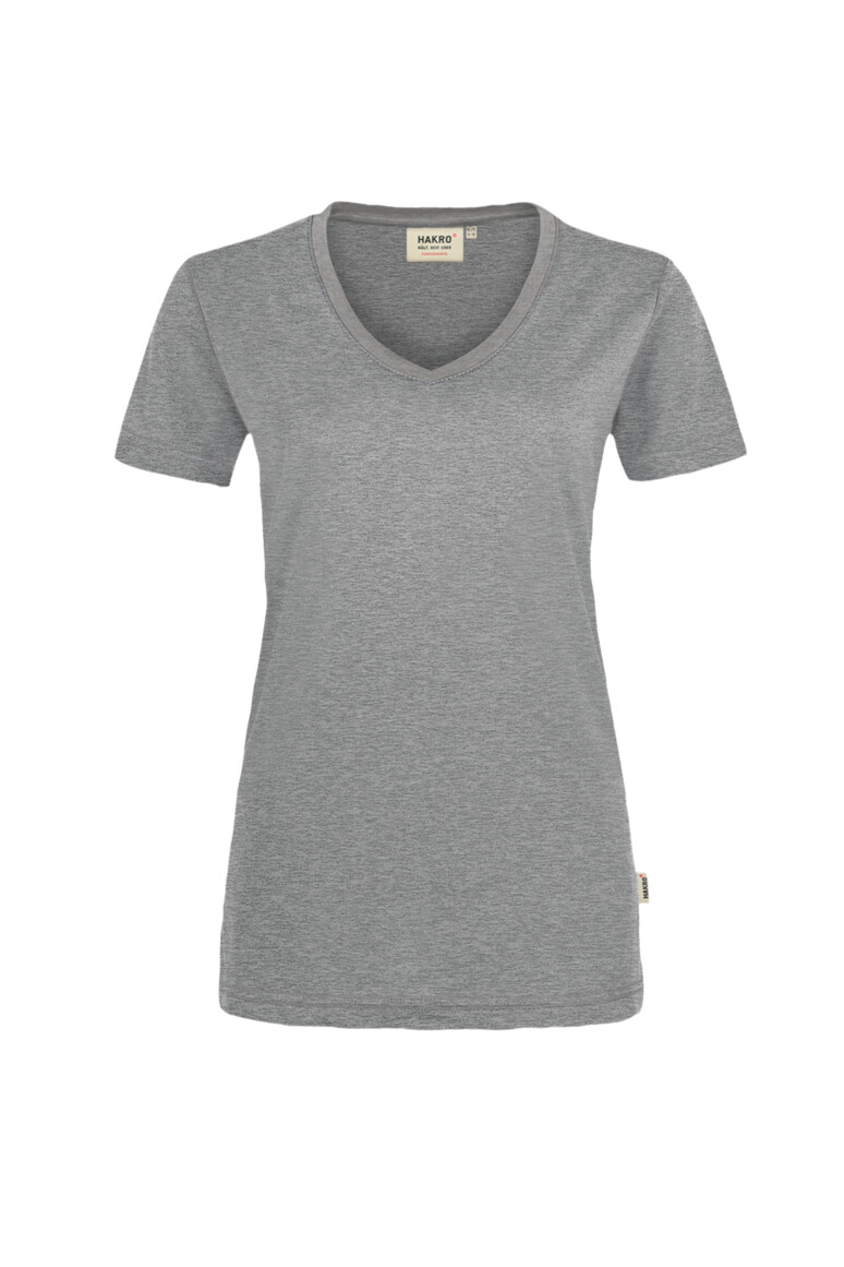 HAKRO 181 Damen V-Shirt MIKRALINAR® in Grau meliert, Größe 6XL