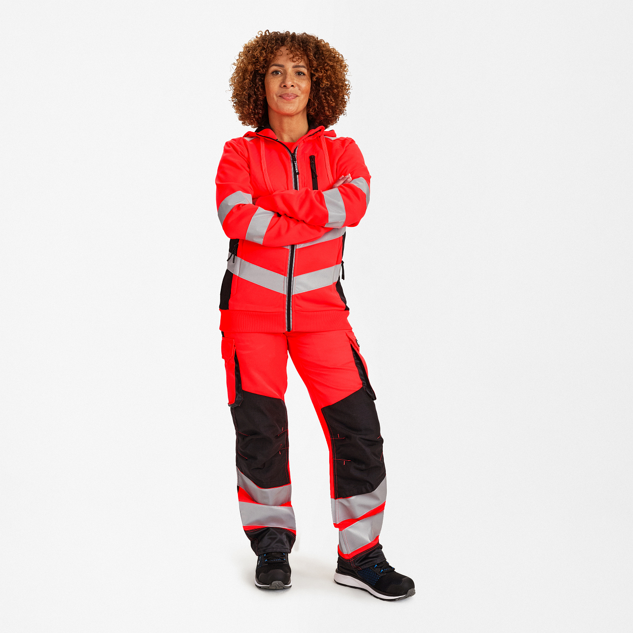 ENGEL Safety Damen Sweatcardigan in Rot/Schwarz, Größe XS