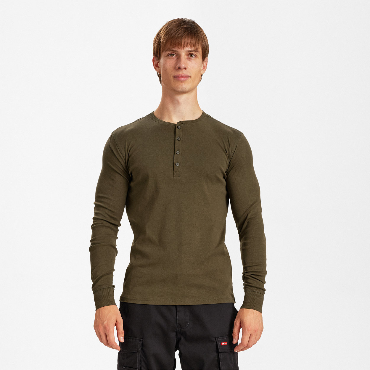 ENGEL Extend Grandad langarm-Shirt in Forest Green, Größe XS