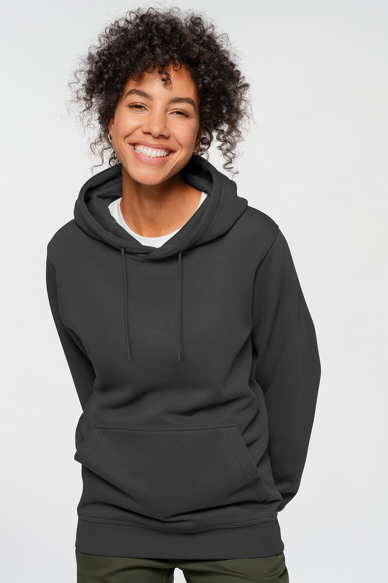 HAKRO 568 Label Free Kapuzen Sweat Heavy MIKRALINAR® ECO in karbongrau, Größe 6XL