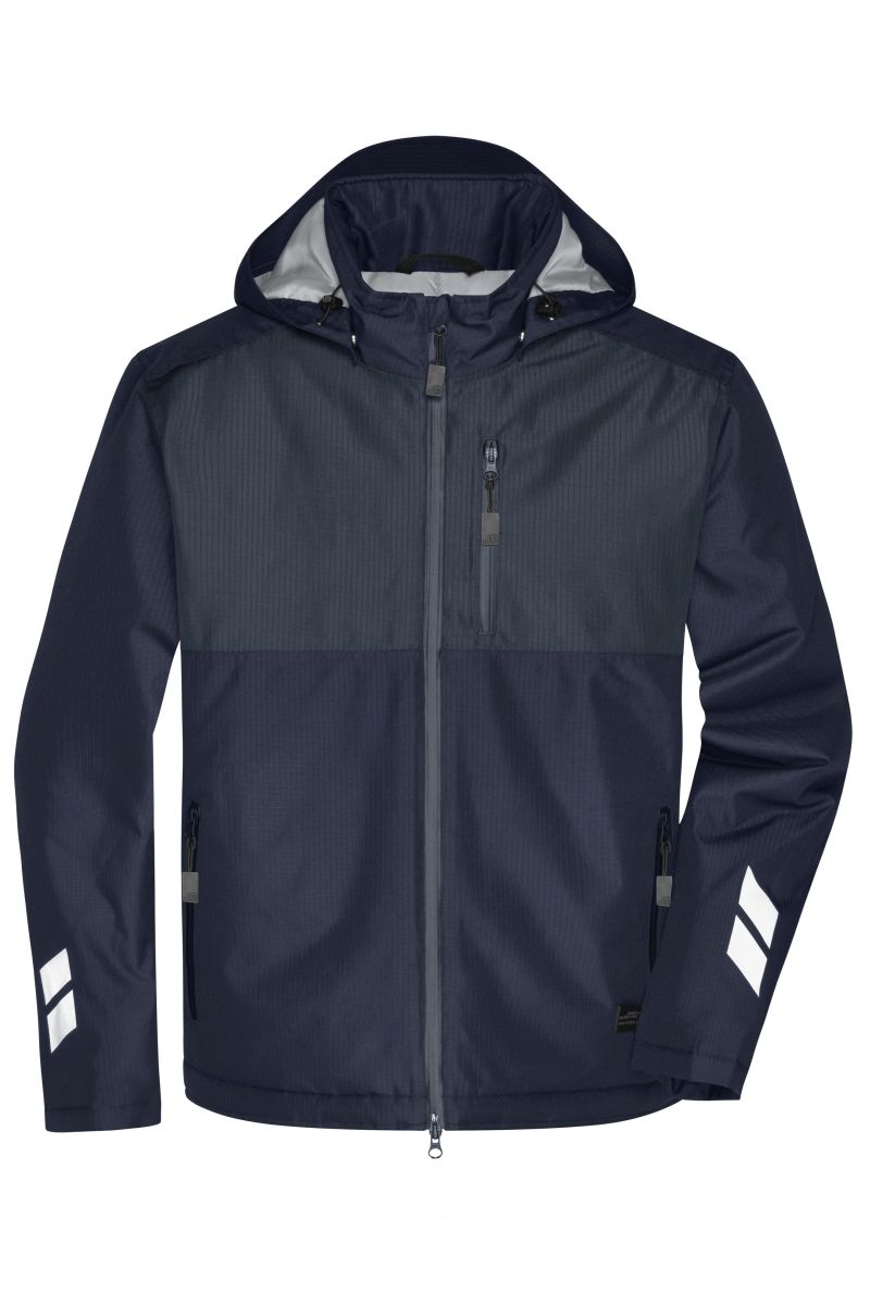 Gefütterte Hardshell Workwear Jacke für extreme Wetterbedingungen JN1815 in Navy/Carbon, Gr. XL von James & Nicholson