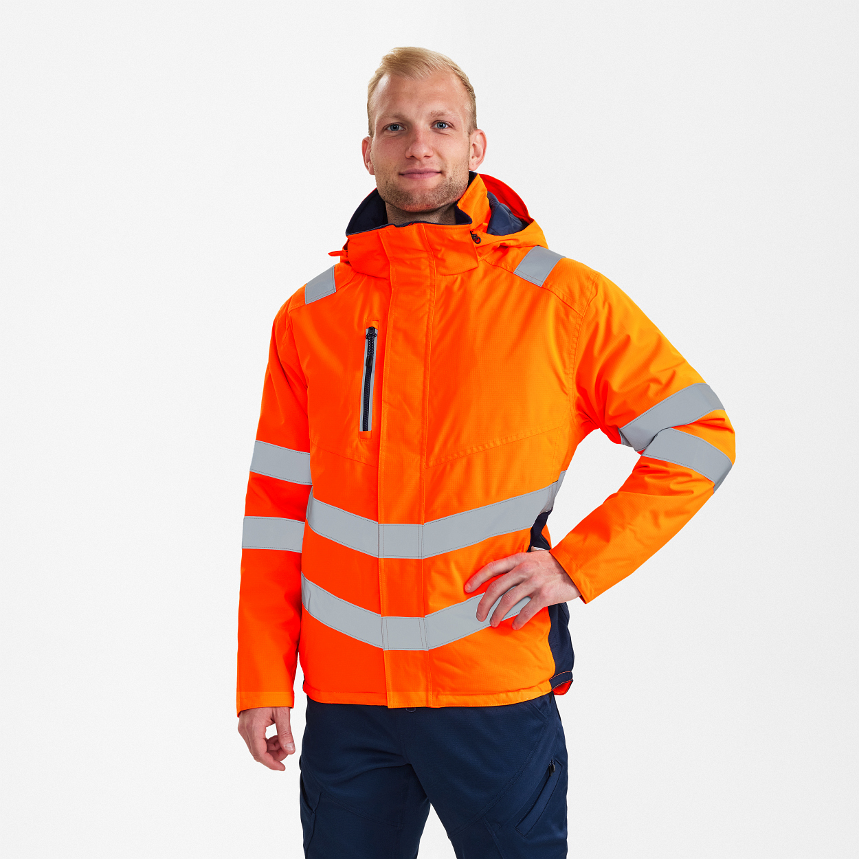 ENGEL Safety Winterjacke in Orange/Blue ink, Größe XS