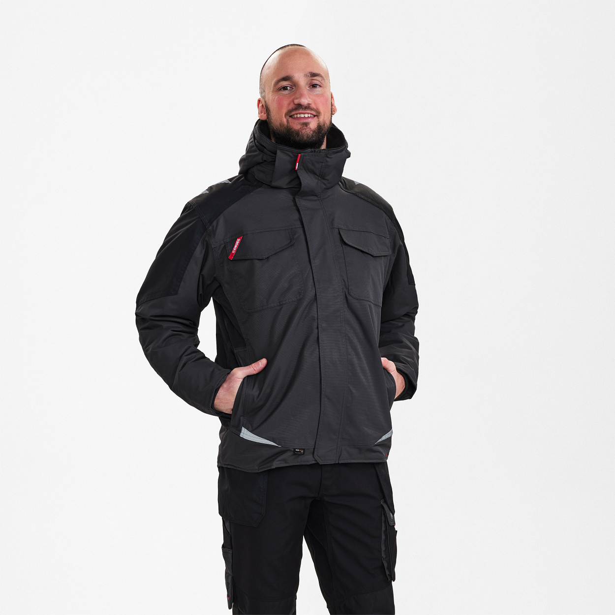 ENGEL Galaxy Winterjacke in Anthrazitgrau/Schwarz, Größe XS