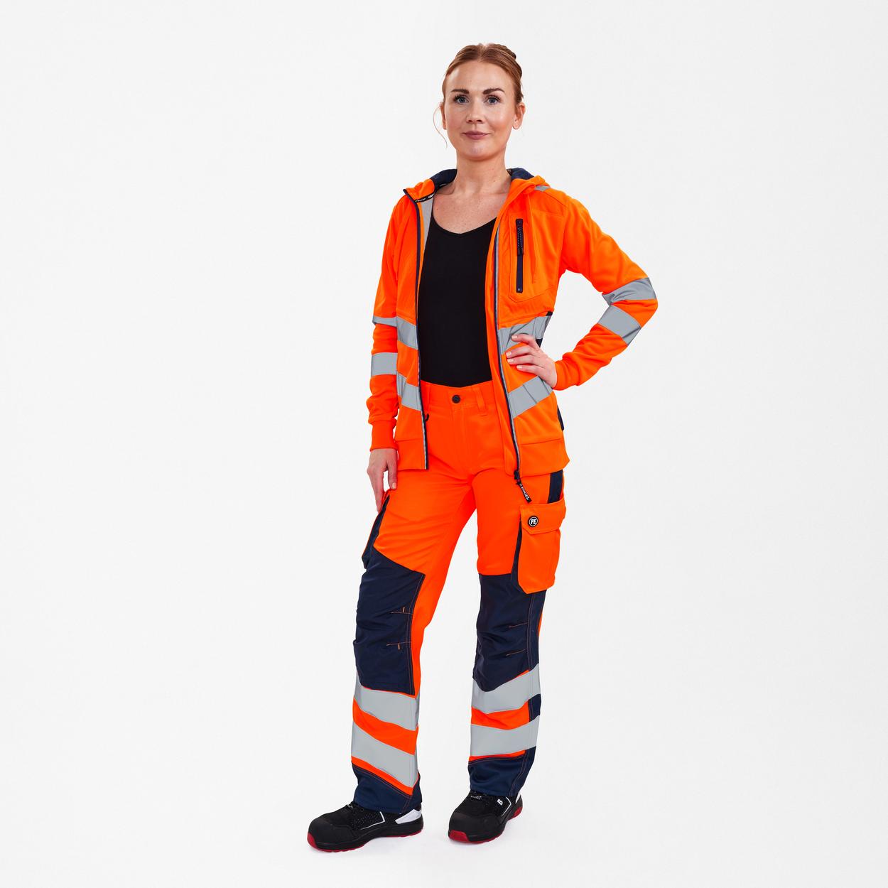 ENGEL Safety Damen Sweatcardigan in Orange/Blue ink, Größe XS