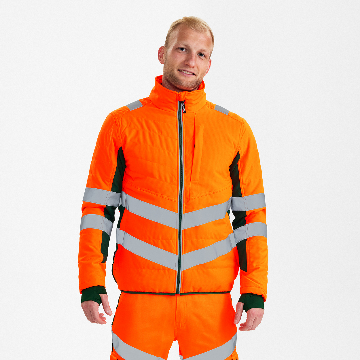 ENGEL Safety Stepp-Jacke in Orange/Grün, Größe XS