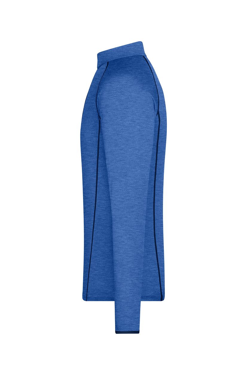 Men's Sports Shirt Long-Sleeved "JN498" in Blue-Melange/Navy, Größe 2XL - Daiber