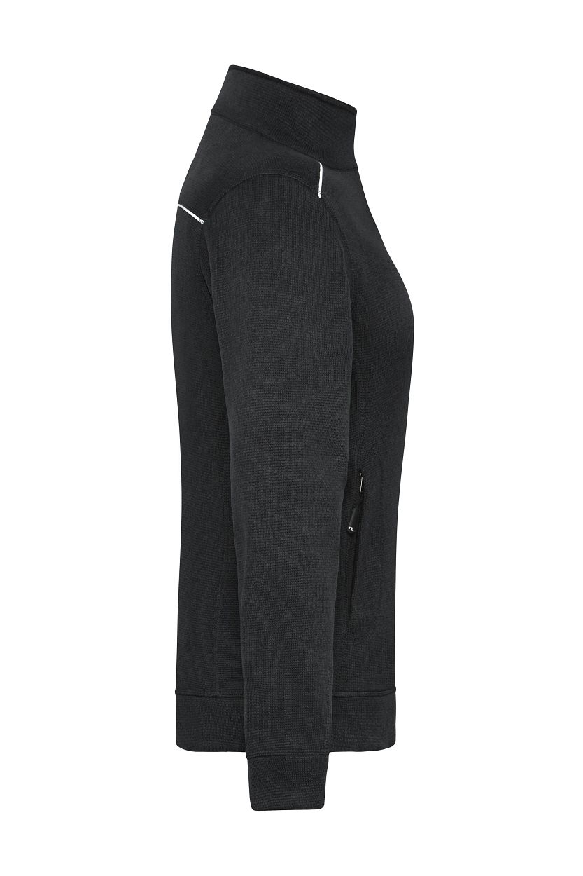 Ladies' Knitted Workwear Fleece Jacket - SOLID - "JN897" in Black/Black, Größe 4XL - Daiber