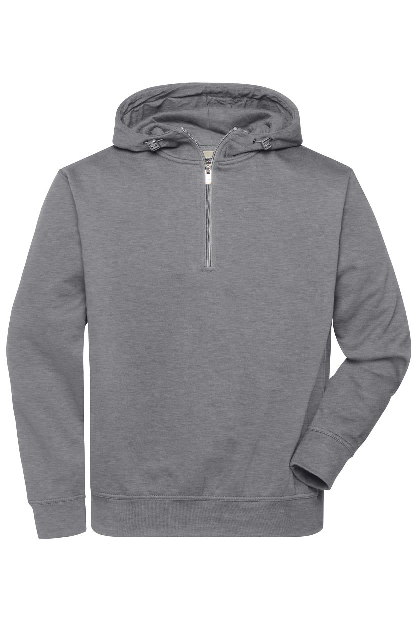 ORGANIC Workwear Half-Zip Hoody OCS Blended "JN839" in Light-Melange, Größe 6XL - Daiber