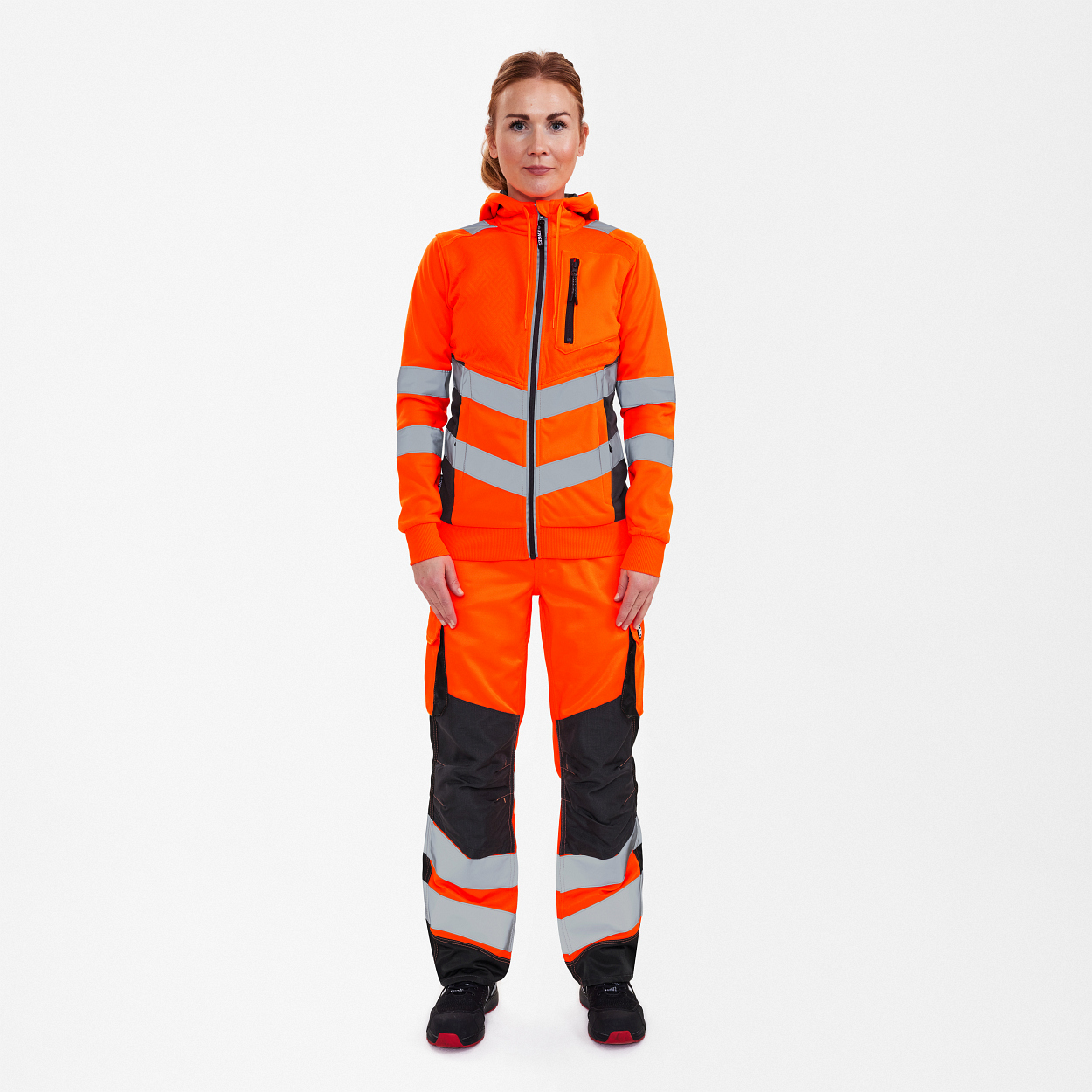 ENGEL Safety Damen Sweatcardigan in Orange/Anthrazit Grau, Größe XS