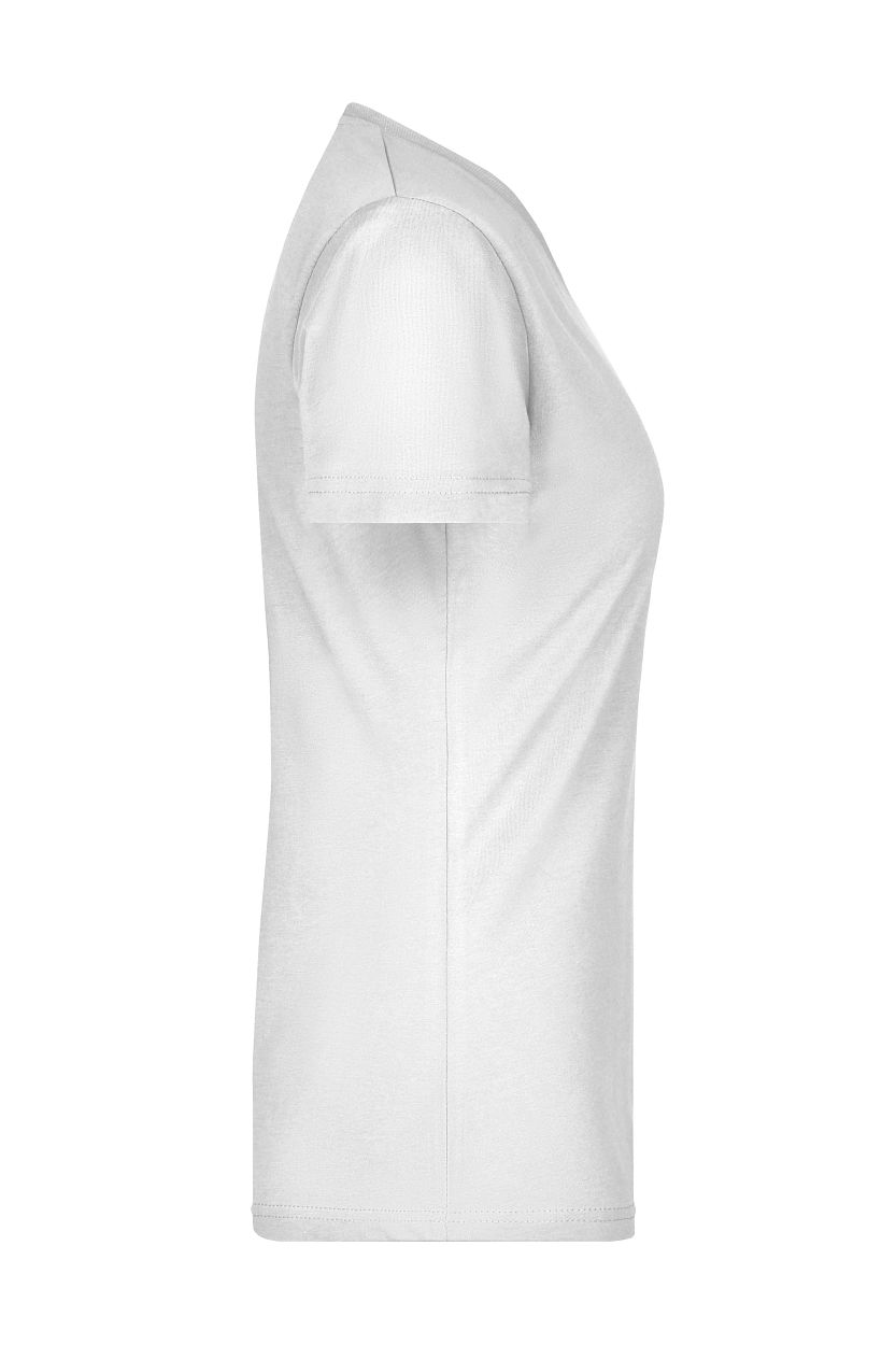 Ladies' Slim Fit V-T "JN972" in White, Größe 2XL - Daiber