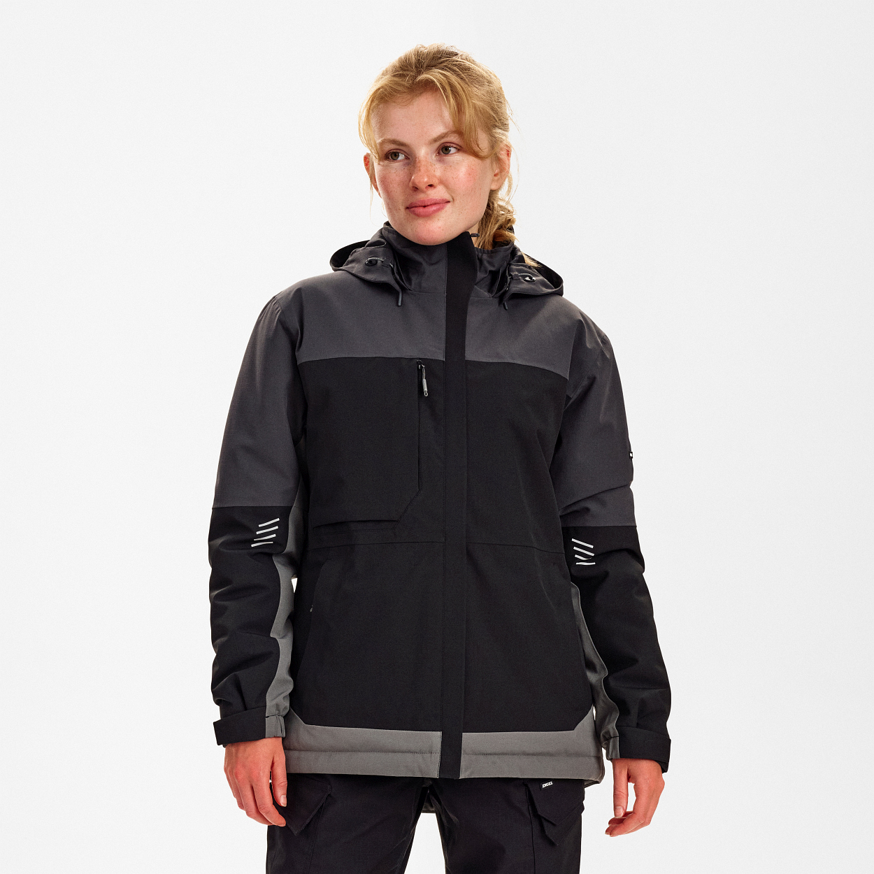 Entire Damen Winterjacke in Schwarz/Anthrazit Grau, Größe XS