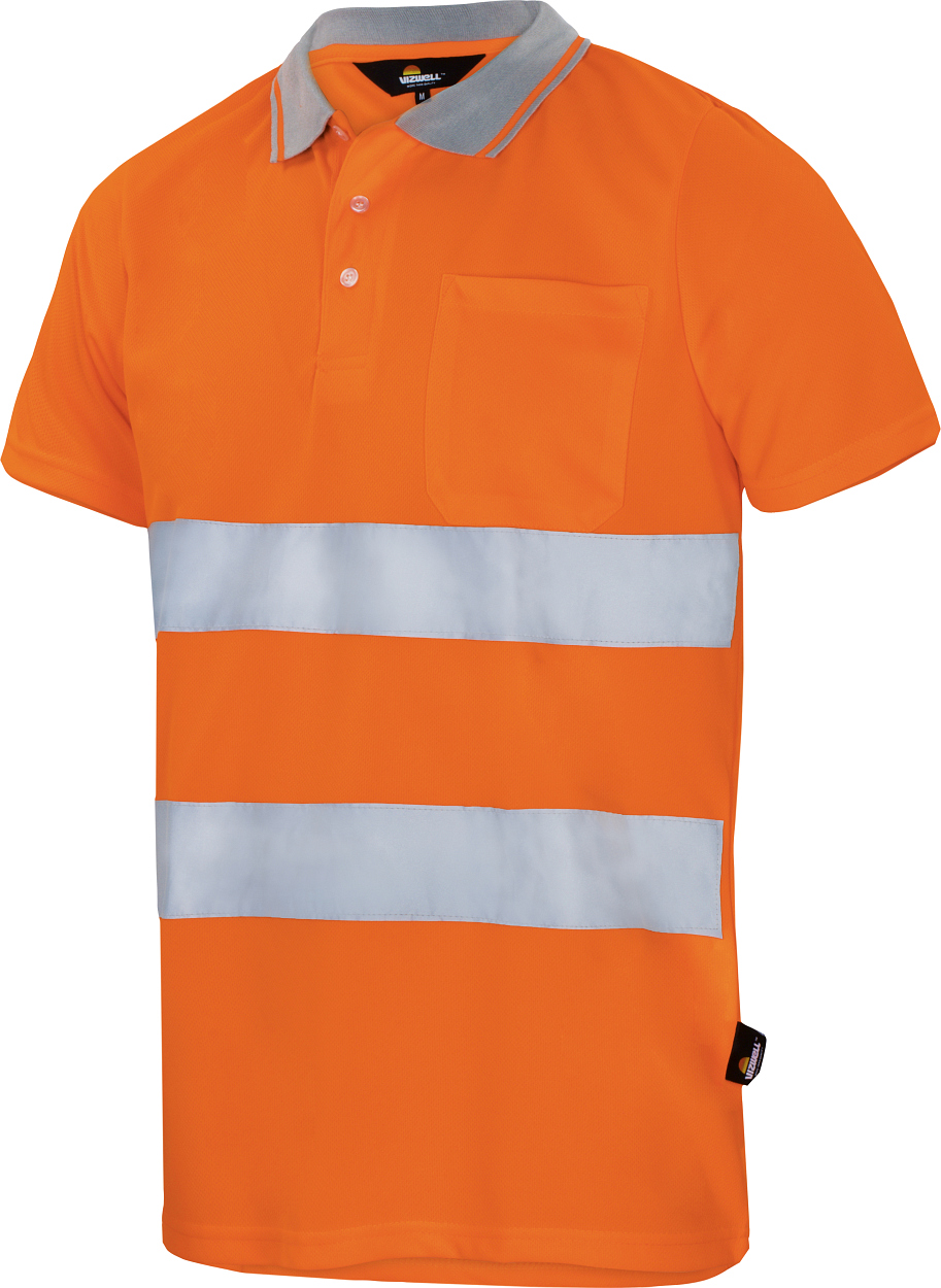 Warnschutzpoloshirt leuchtorange in Gr. XXL von Vizwell