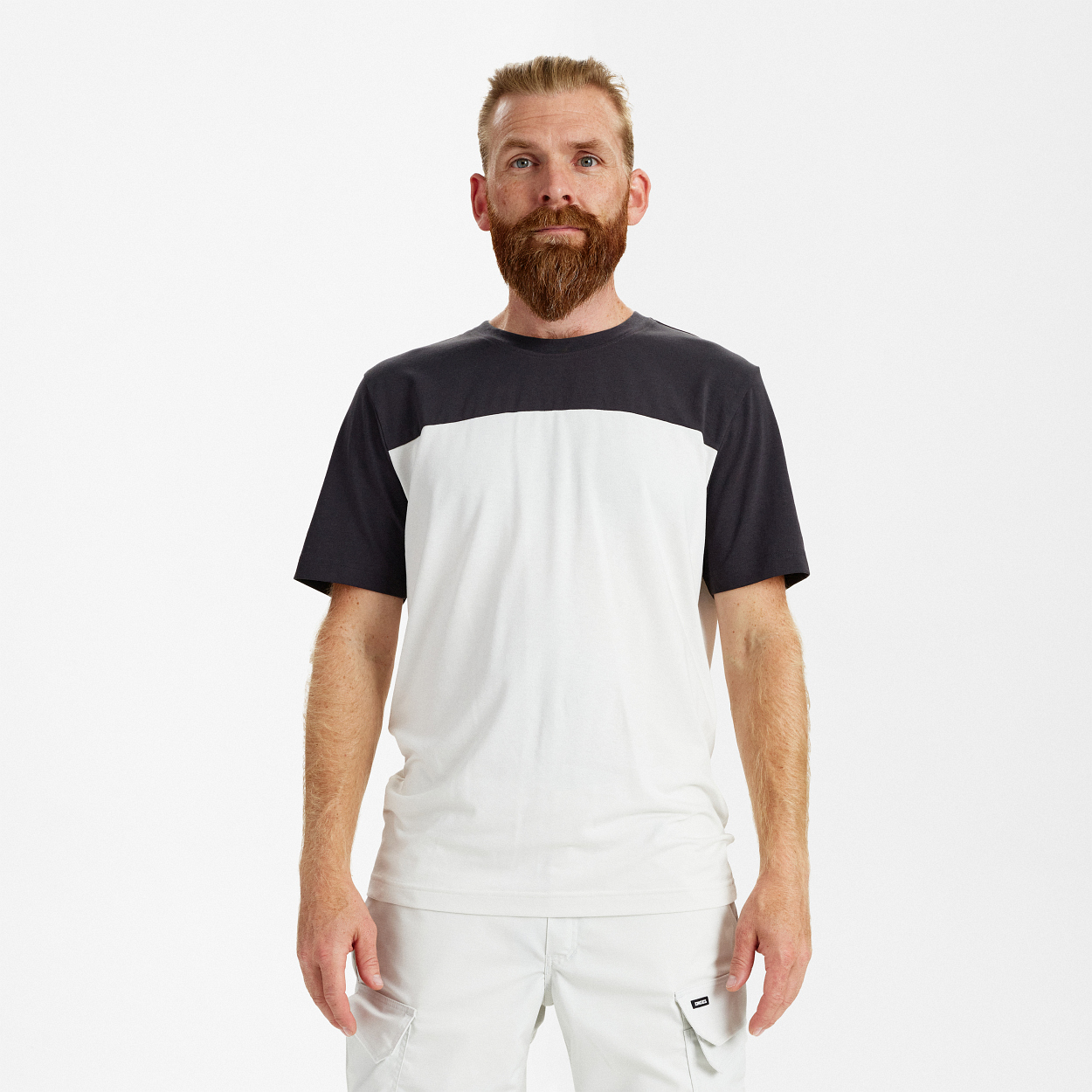 ENGEL Entire T-Shirt in Bone White / Anthracite Grey, Größe XS