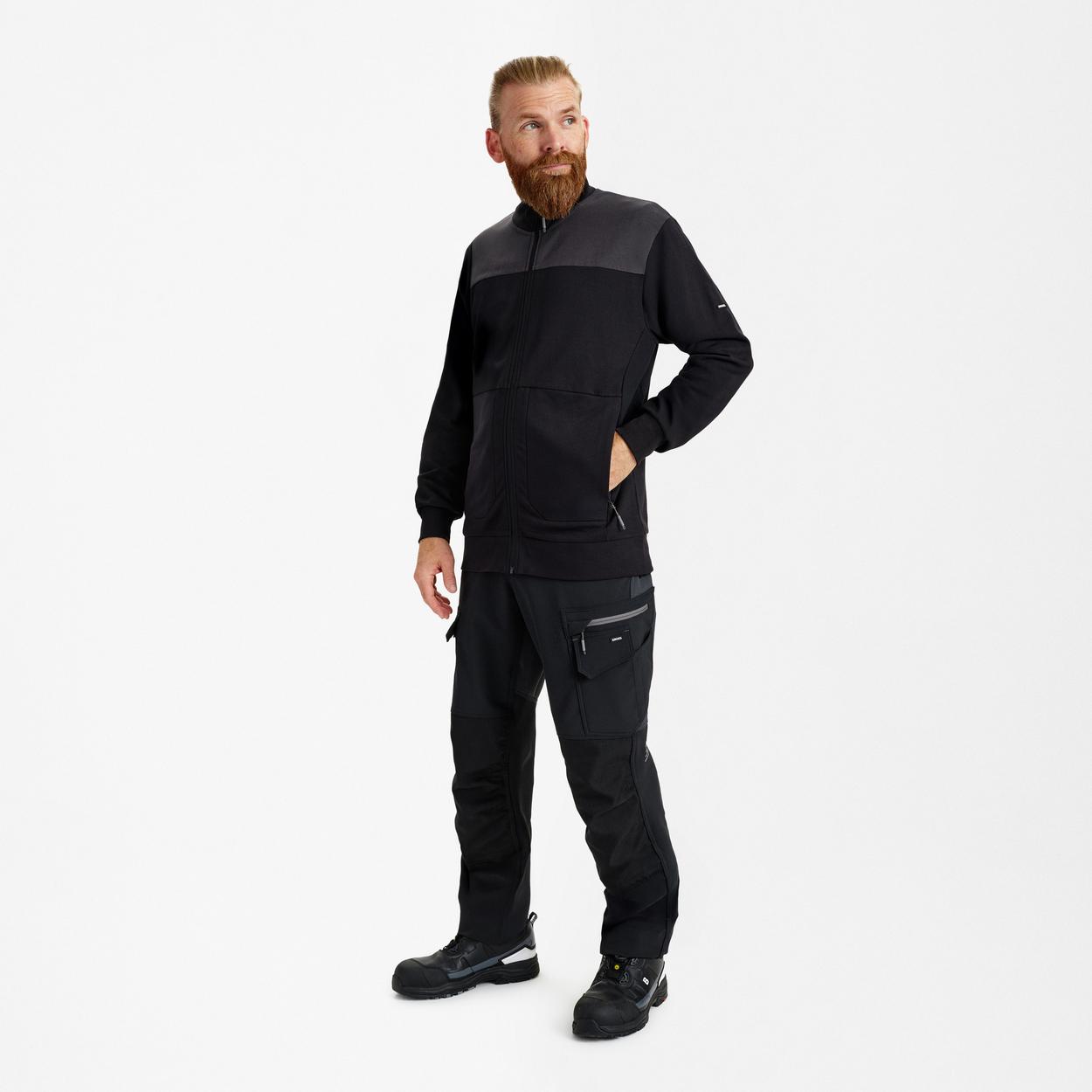 ENGEL Entire Sweatcardigan mit Kragen in Schwarz/Anthrazit Grau, Größe XS