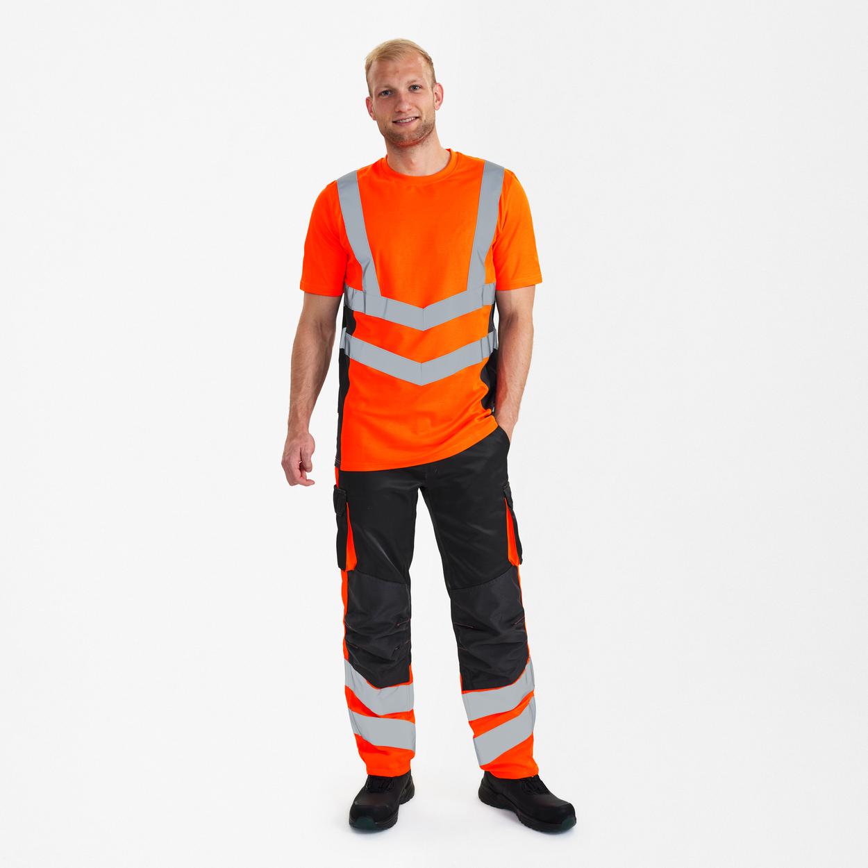 ENGEL Safety T-Shirt in Orange/Anthrazit Grau, Größe XS