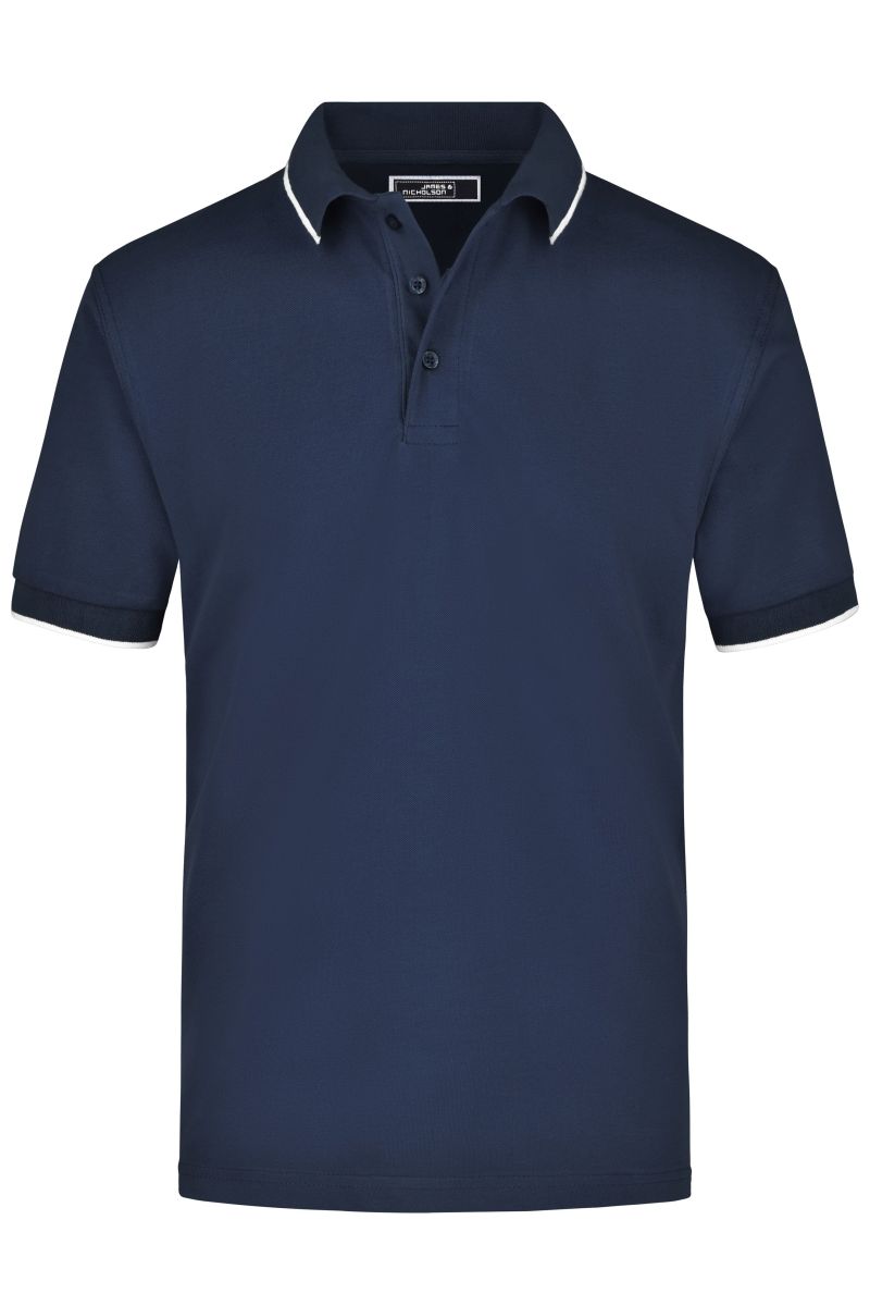 JN034 Polo-Piqué Tipping in Navy / White, Größe 3XL von James & Nicholson