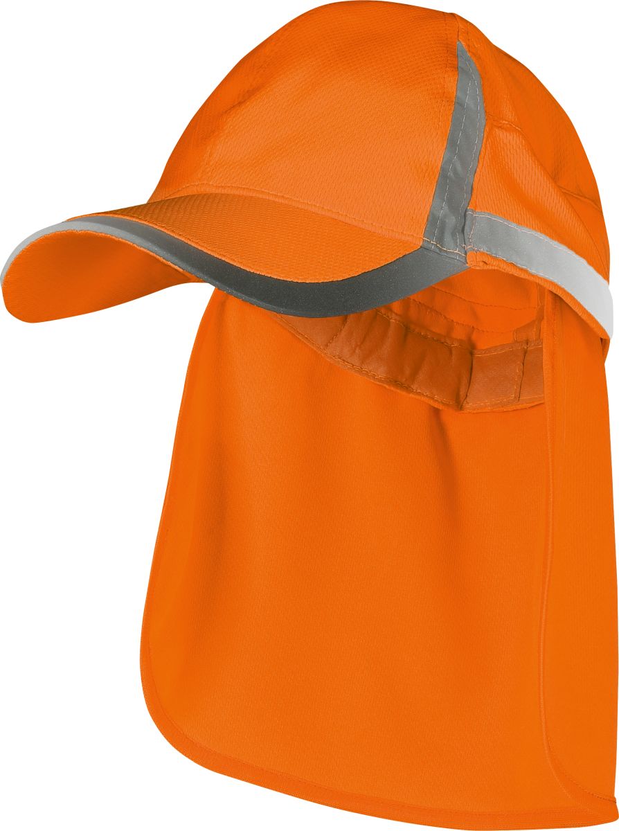 Warnschutz-Kappe mit Nackenschutz & UV-50 in leuchtorange von Vizwell