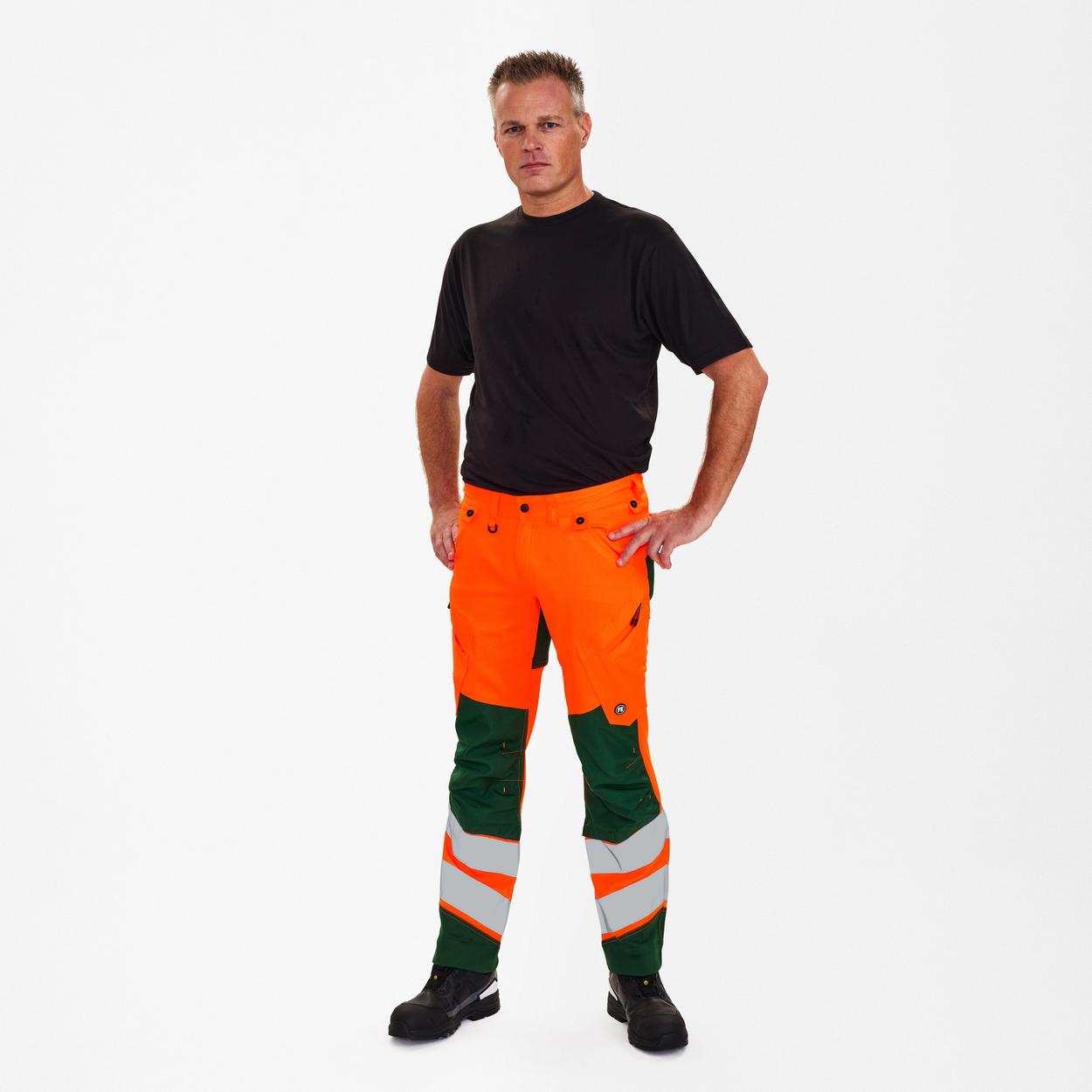 ENGEL Safety Arbeitshose mit 2-Wege-Stretch in Orange/Grün, Größe 26