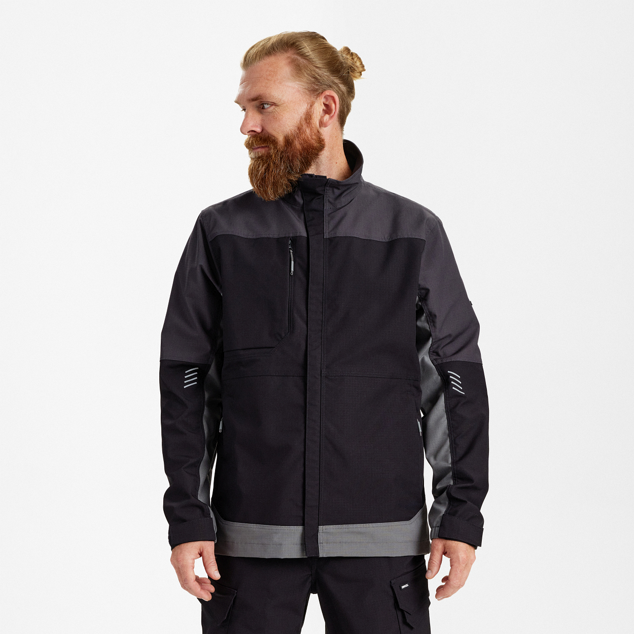 Entire Arbeitsjacke mit Stretch in Schwarz/Anthrazit Grau, Größe XS