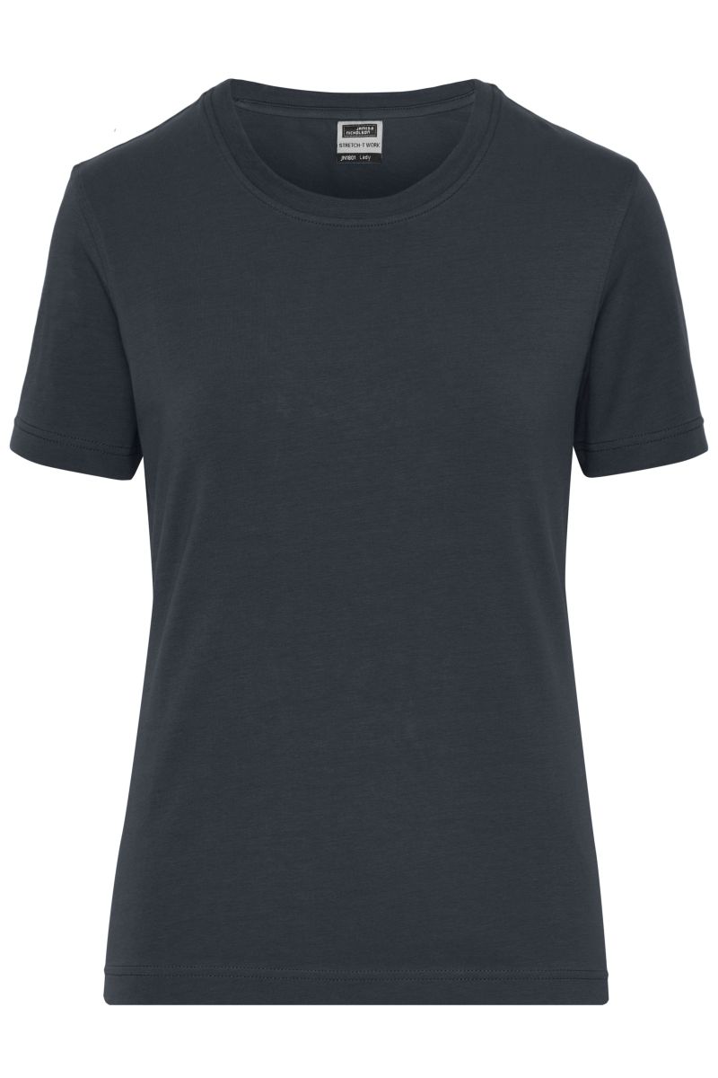 JN1801 Damen BIO Stretch T-Shirt Work - SOLID - in Carbon, Größe L von James & Nicholson