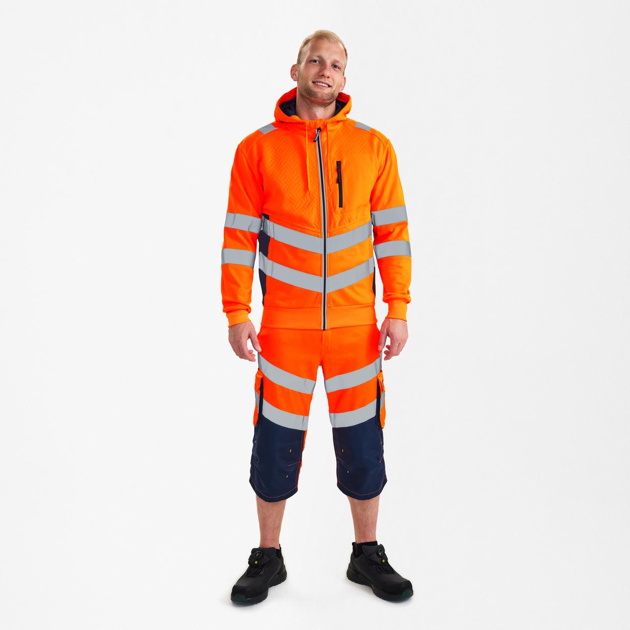 ENGEL Safety Sweatcardigan in Orange/Blue ink, Größe XS