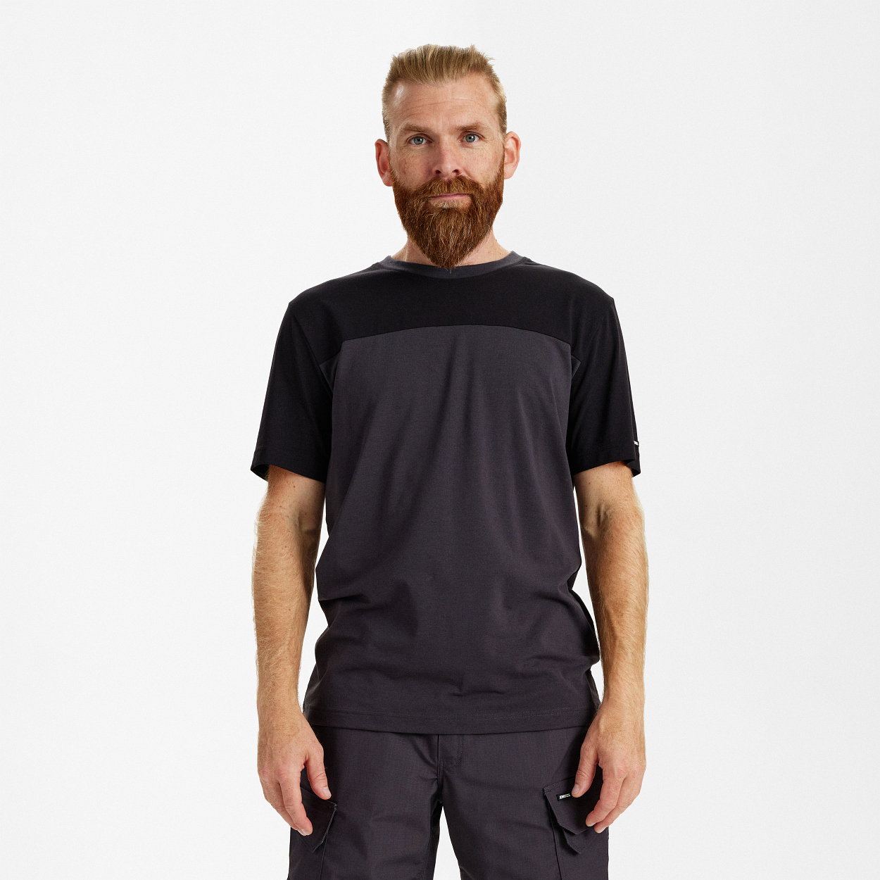 ENGEL Entire T-Shirt in Anthrazitgrau/Schwarz, Größe XS