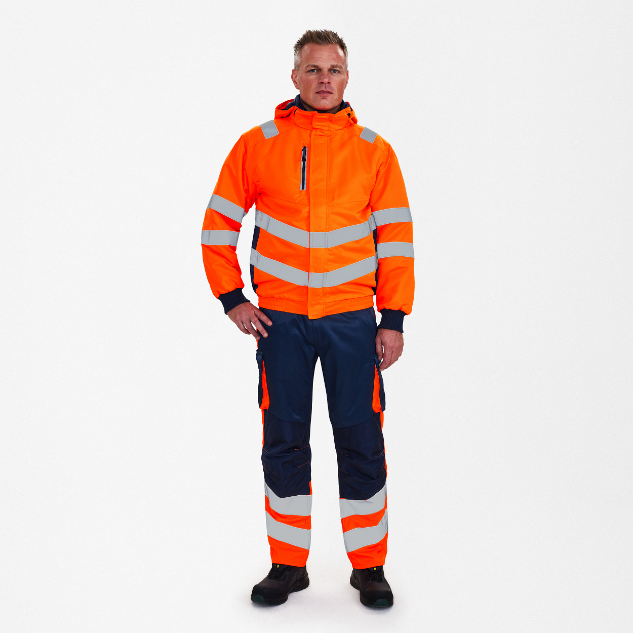 ENGEL Safety Pilotjacke in Orange/Blue ink, Größe XS