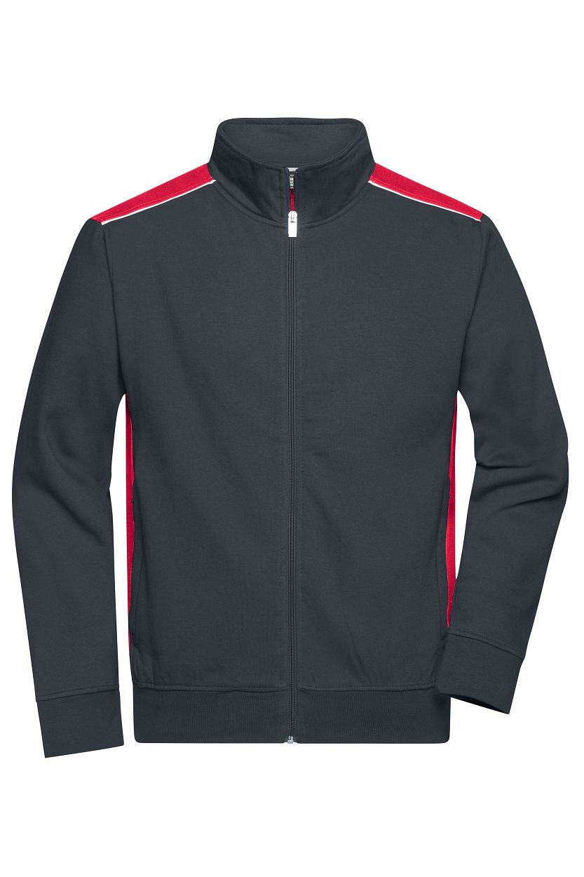 Workwear Sweat Jacket - COLOR - "JN870" in Carbon/Red, Größe 6XL - Daiber