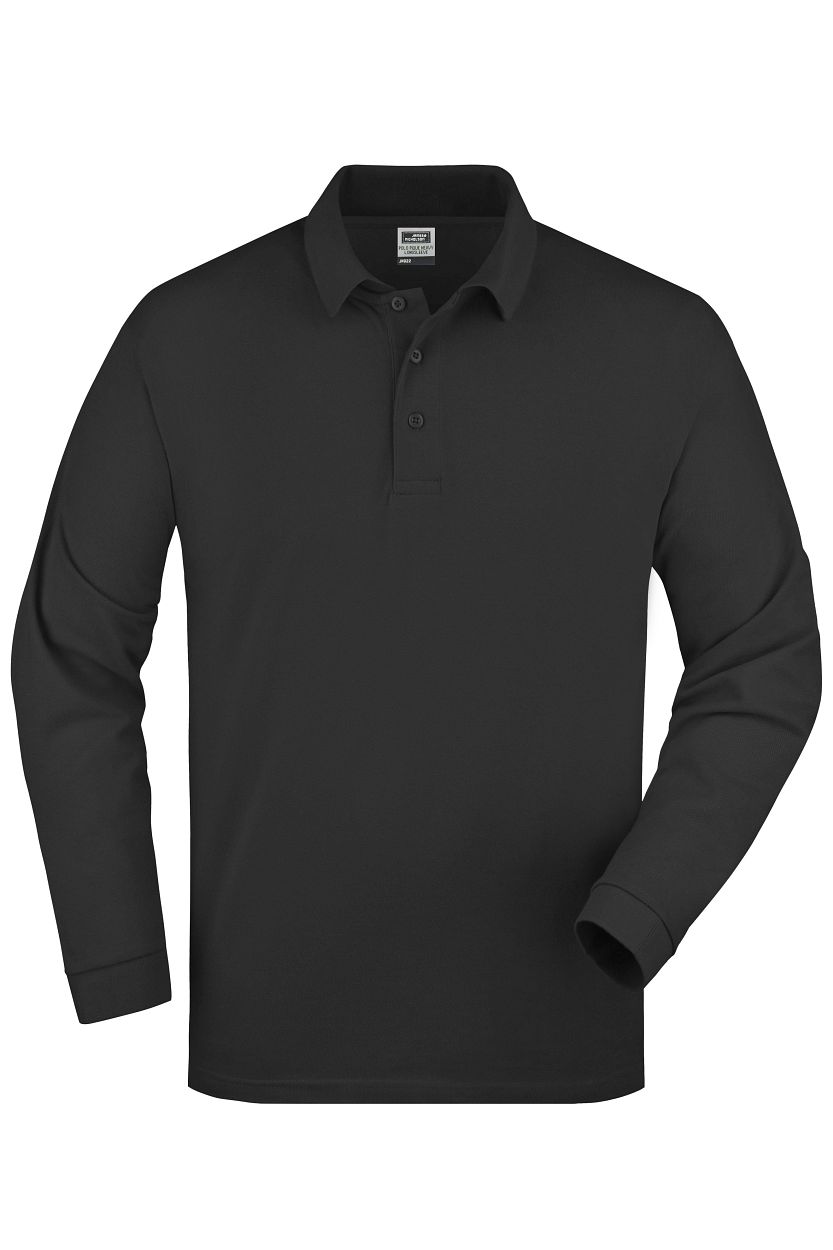 Polo-Piqué Long-Sleeved "JN022" in Black, Größe 2XL - Daiber